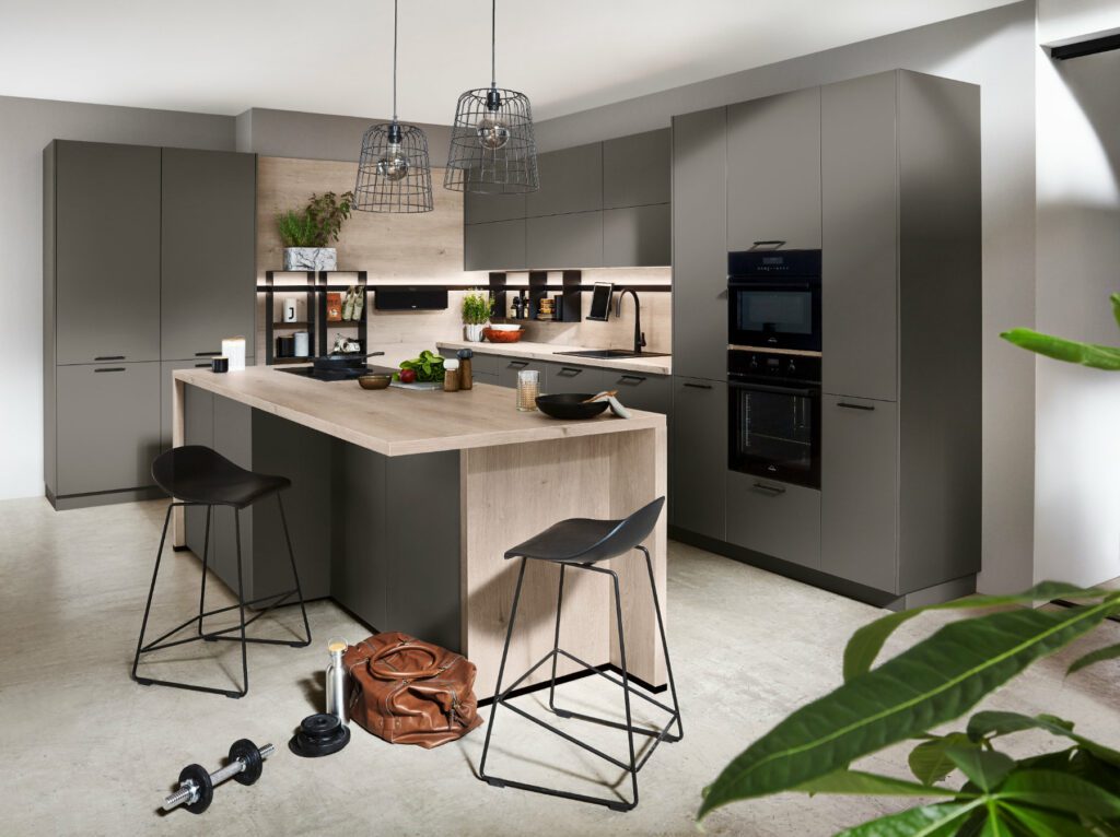 Nobilia Grey Matt Kitchen With Island 1 | Square Kitchens, Sheffield