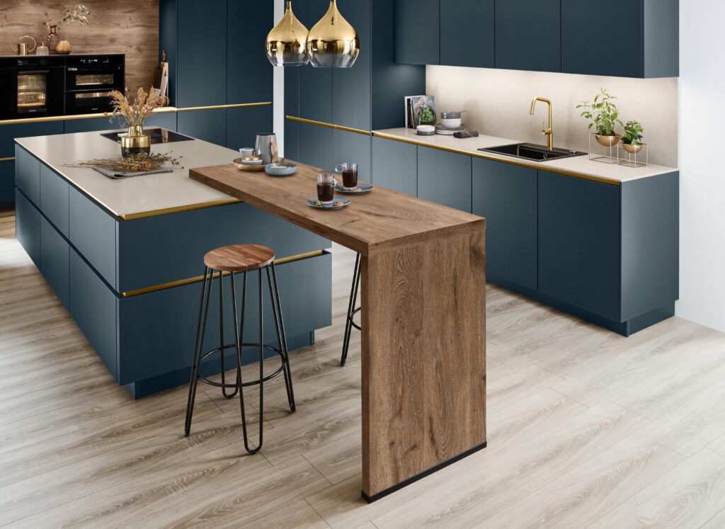 Nobilia Teal Matt Handleless Kitchen With Island 2 | Square Kitchens, Sheffield